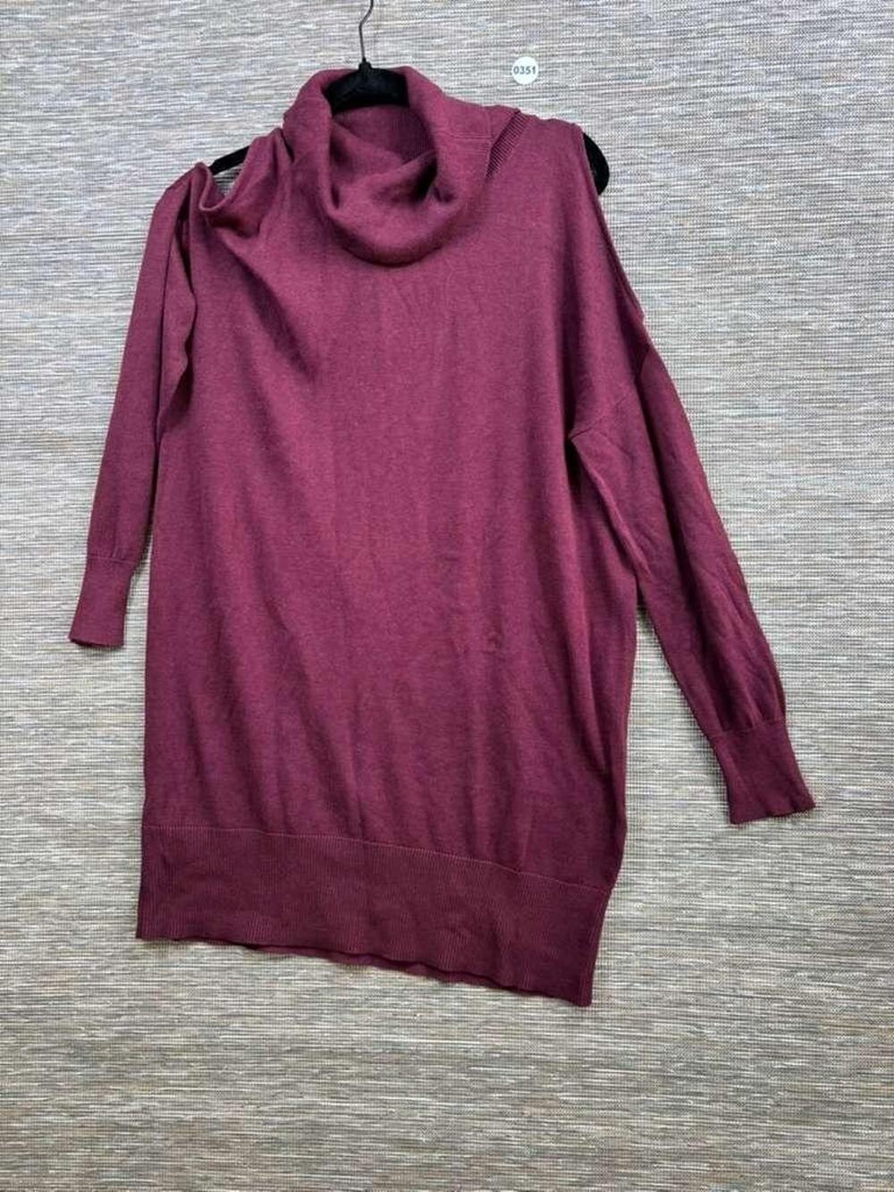 BCBGeneration Sweater Tunic Womens XS Red Cold Shoulder Cowl Neck Pullover